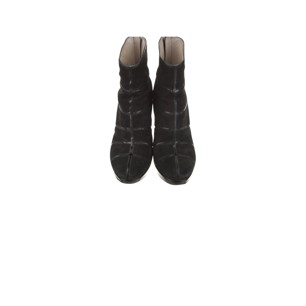 Christian Dior Suede Ankle Boots Womens 9 IT 39 Black  Platform Stiletto Zip - Picture 3 of 6